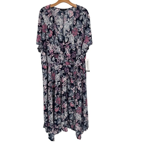 Perceptions New York  Womens Floral Dress size 3x plus Short Sleeve knit - Picture 1 of 7